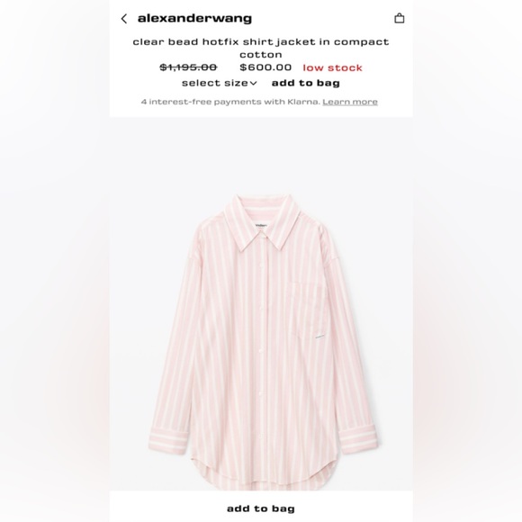 Alexander Wang clear bead hotfix shirt jacket in compact cotton - Picture 2 of 2